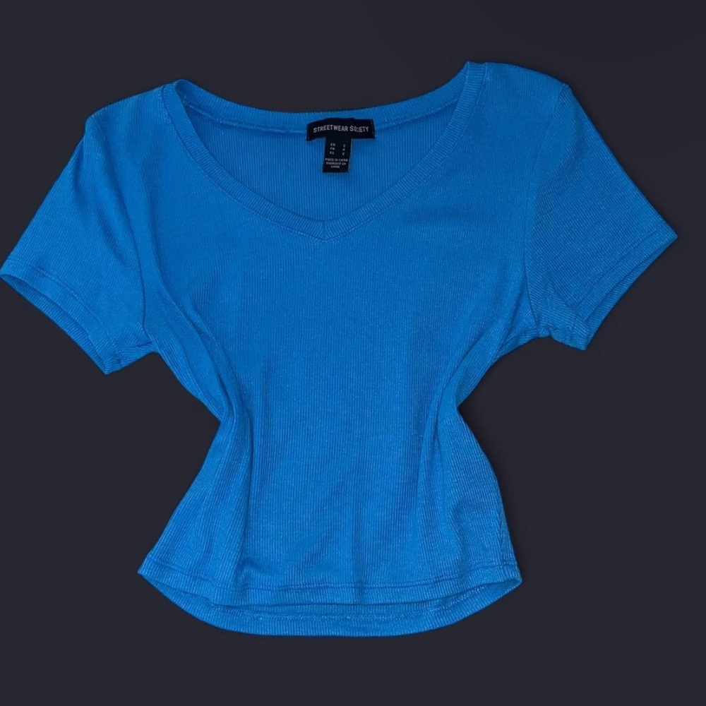 Blue V-Neck Women's Top